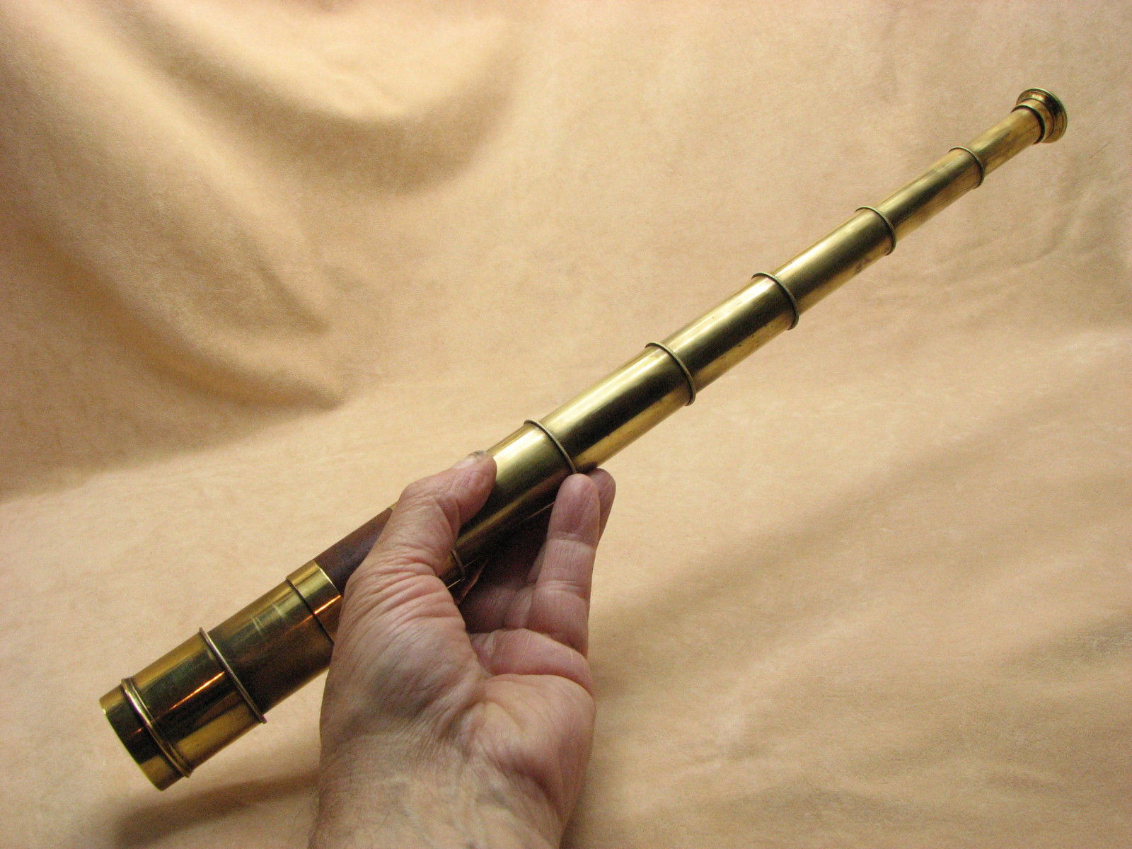 Victorian 6 draw brass and mahogany pocket telescope
